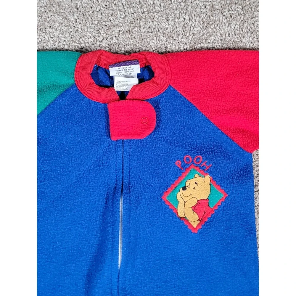 Vintage Winnie The Pooh Sleeper Footed Pajama Full Zip 18 Months Blue 90s Disney